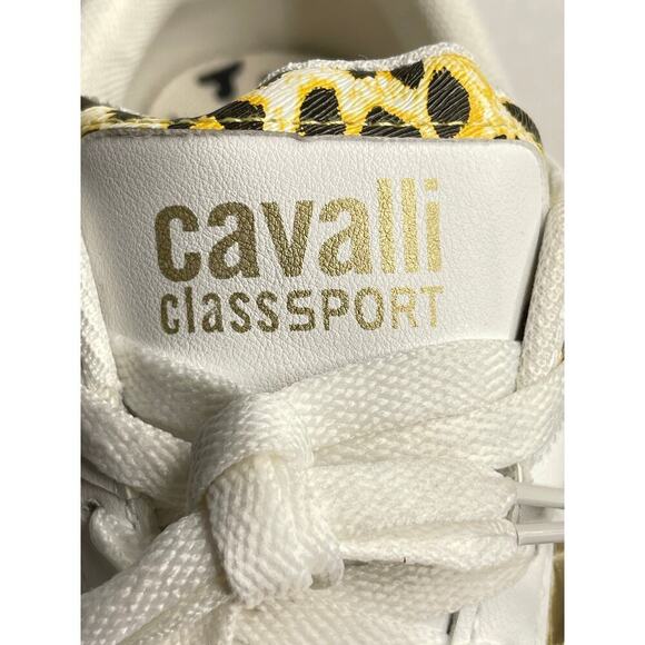 Cavalli class womens Chunky sneakers size 39 white/gold/leopard New - Picture 7 of 9